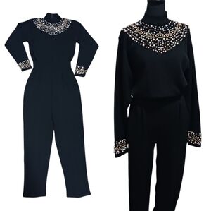 VTG Antonella Preve Embellished Sweater Jumpsuit